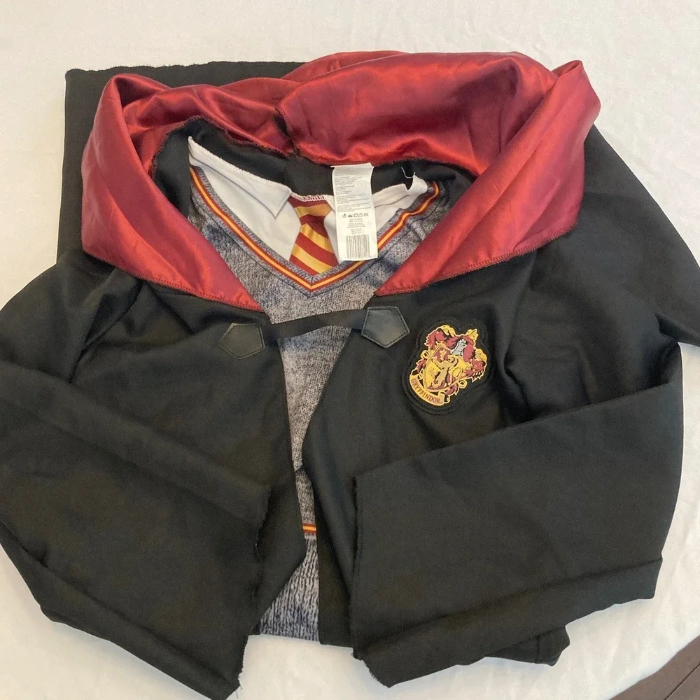 Harry Potter Gryffindor Robe Costume Kids Large 10-12 Black Burgundy Hooded L